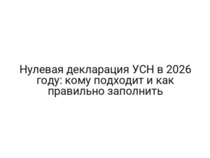 Нулевая декларация УСН в 2026 году: кому подходит и как правильно заполнить